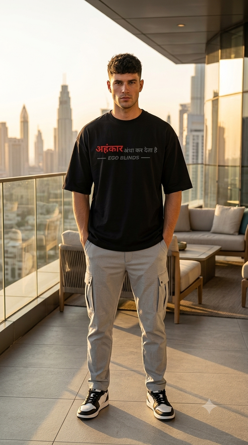 EGO BLINDS – Minimal Hindi Unisex Oversized T-Shirt