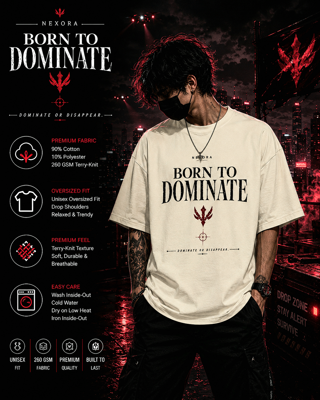 BORN TO DOMINATE 🔛🔝- OVERSIZED UNISEX TEE