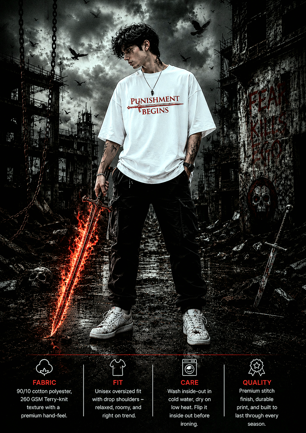PUNISHMENT BEGINS ❤️‍🔥 - OVERSIZED TEE