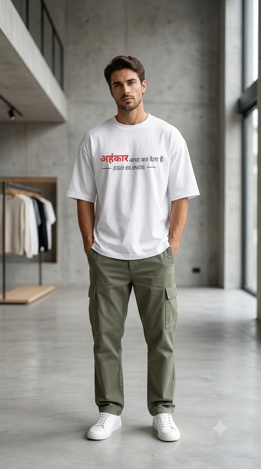 EGO BLINDS – Minimal Hindi Unisex Oversized T-Shirt