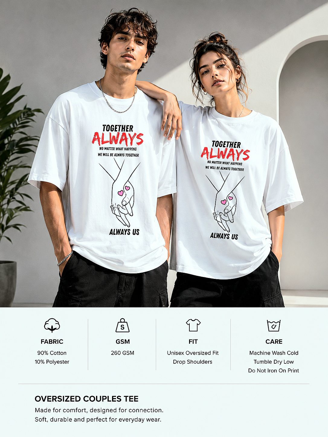 FOR COUPLES 💞-UNISEX 90\10 COTTON | 260 GSM | PREMIUM