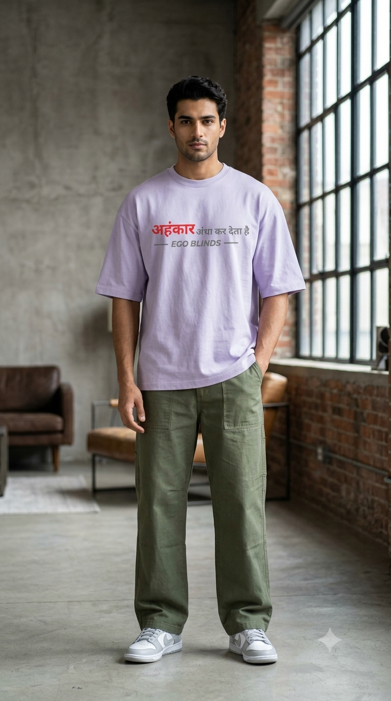 EGO BLINDS – Minimal Hindi Unisex Oversized T-Shirt