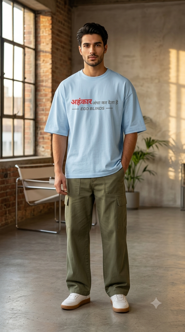 EGO BLINDS – Minimal Hindi Unisex Oversized T-Shirt